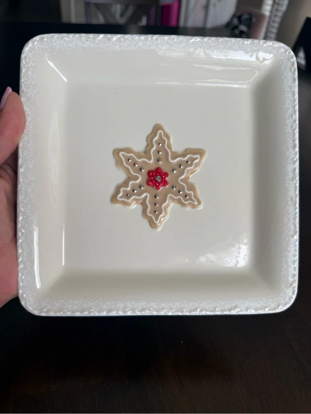 Hallmark Christmas Snowflake Cookie Platter Recipe Plate 7” Ceramic Holiday